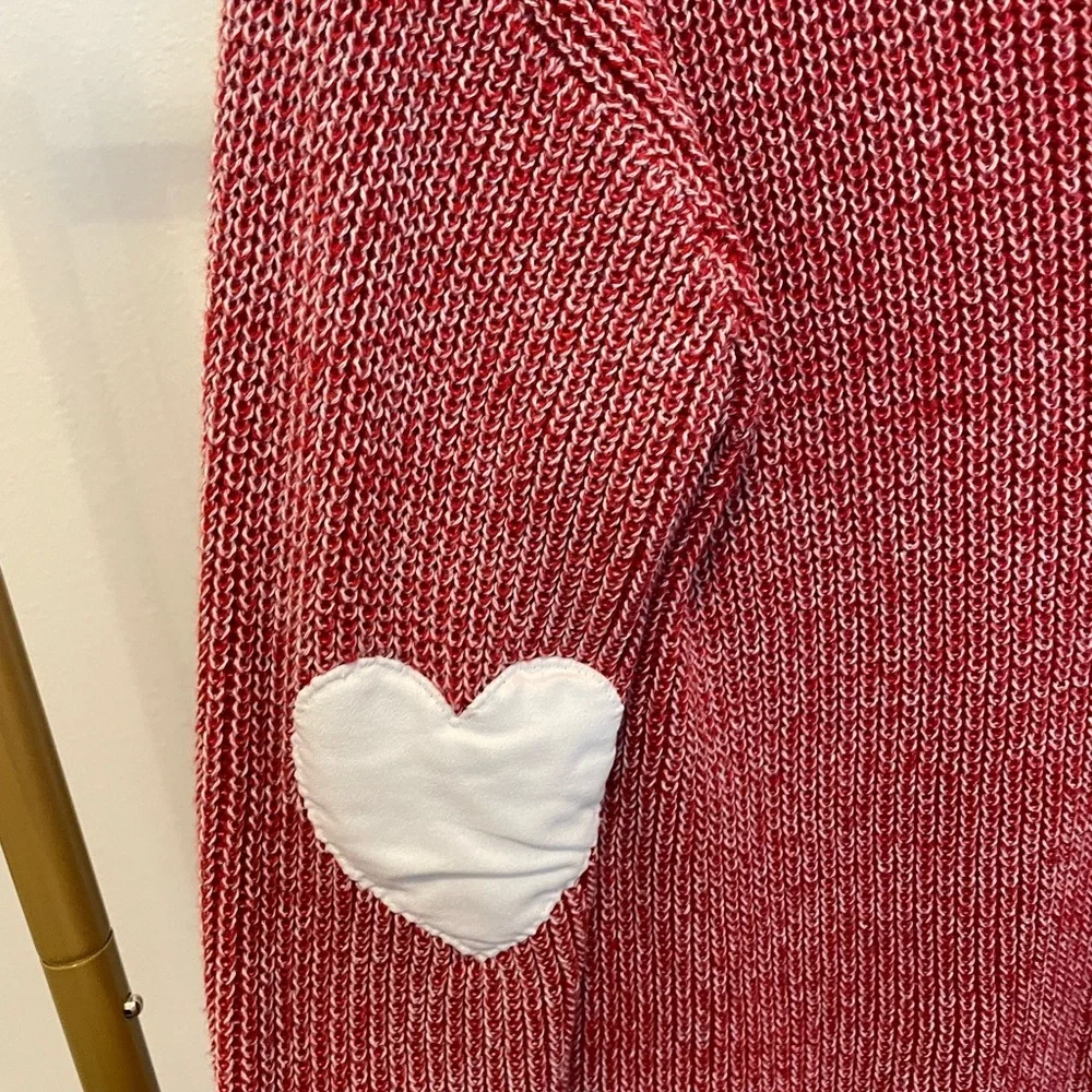 Cozy Red Knit Sweater heart sleeve warm holiday valentines love cozy - Picture 5 of 6